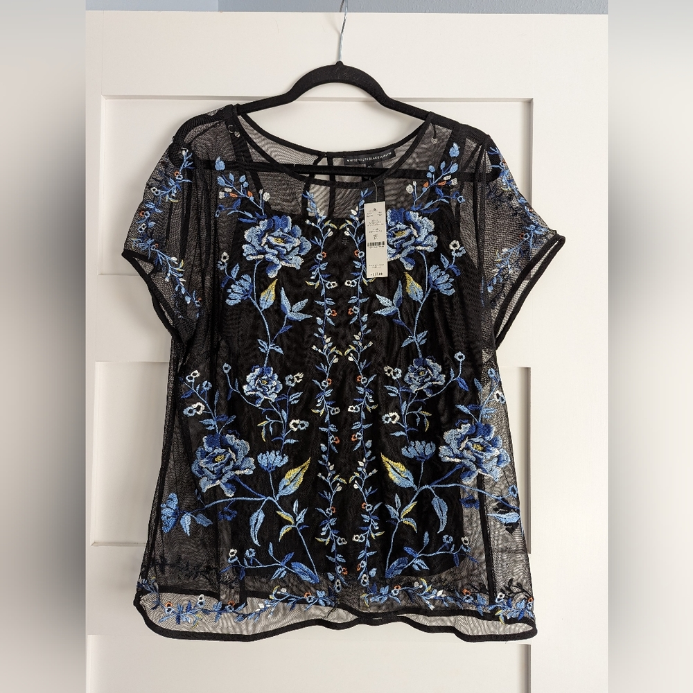 WHBM sheer embroidered blouse with cami - tags